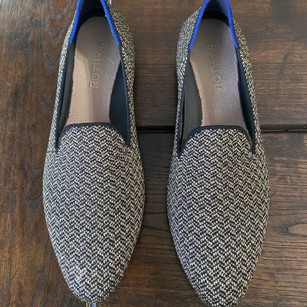 Rothy's Sparkle Herringbone Almond Loafers. Like new!